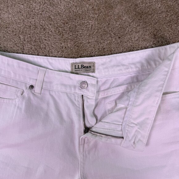 LL Bean Favorite Fit Cropped Capri Pants Womens Size 14 Petite White 35x19 E729 - Picture 3 of 13